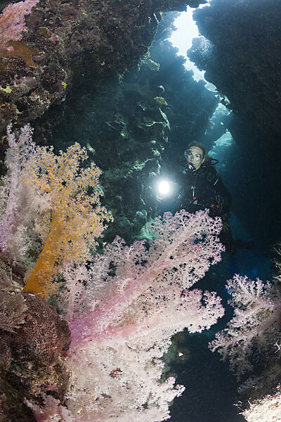 Scuba Diver inside Cave