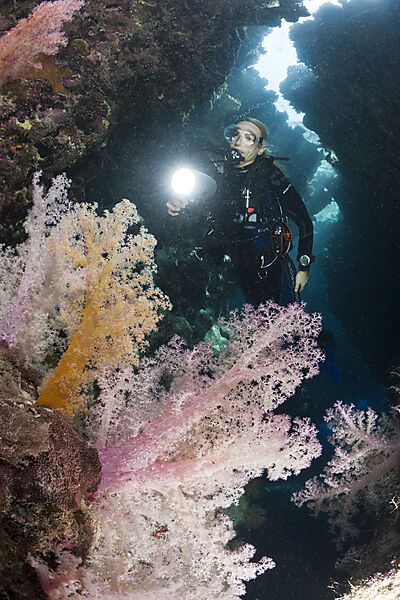 Scuba Diver inside Cave