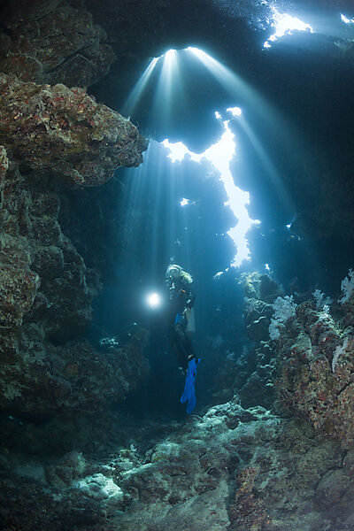 Scuba Diver inside Cave