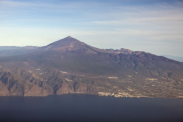 Aerial View of Los Gigantes and Teide
