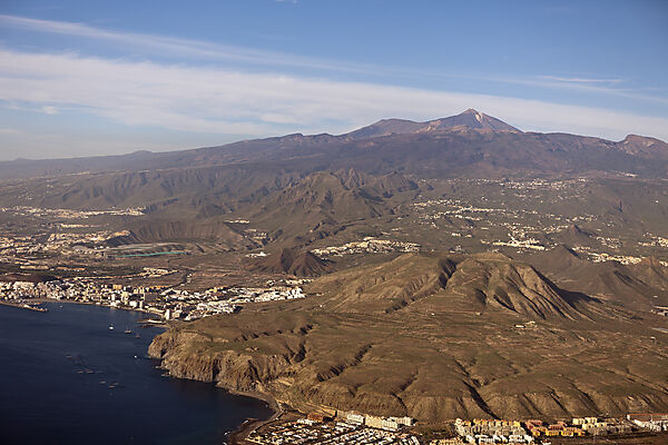 Aerial View of Los Christianos and Teide