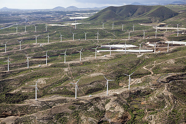 Luftaufnahme Windkraftanlagen