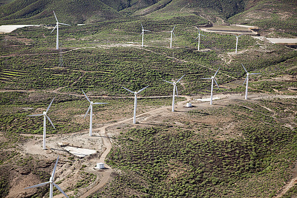 Luftaufnahme Windkraftanlagen