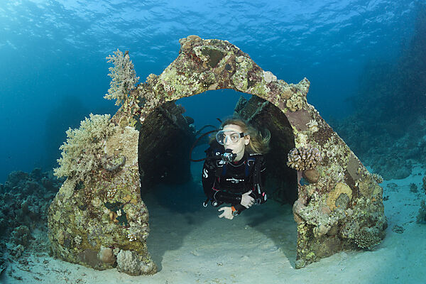 Garage der Jacques Cousteau Unterwasserstation Precontinent II, Shaab Rumi, Rotes Meer, Sudan