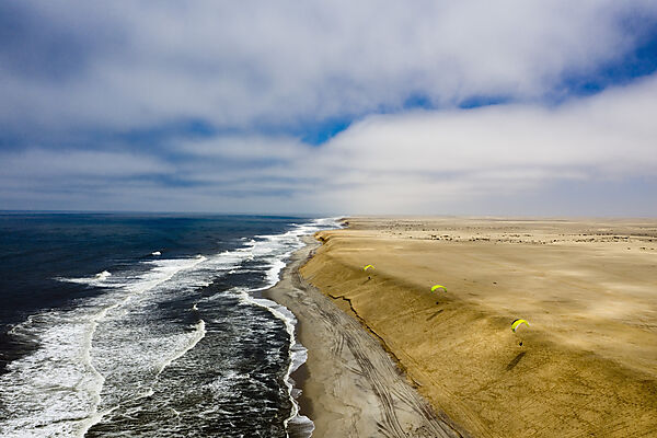 Paragliding at Dune near Henties Bay, Henties Bay, Namibia