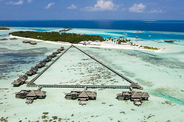 Aerial View of Vacation Island Lankanfushi, North Male Atoll, Indian Ocean, Maldives