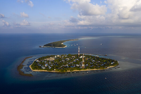 Einheimischeninsel Rasdhoo und Touristeninsel Kuramathi, Rasdhoo Atoll, Indischer Ozean, Malediven