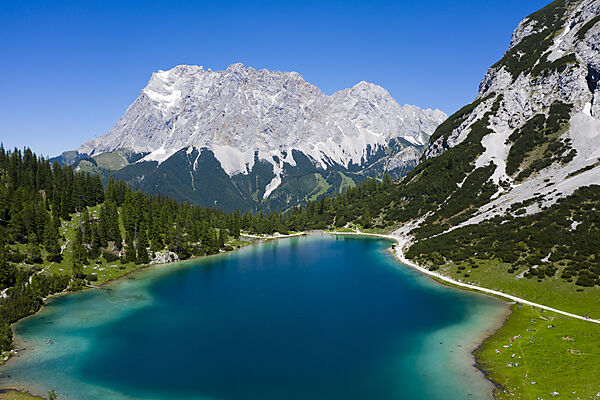 Seebensee looking to the Zugspitze, Ehrwald, Tyrol, Austria