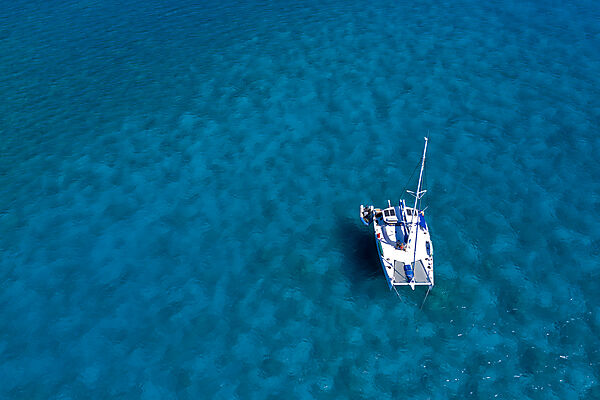 Catamaran at Fakarava Atoll, Tuamotu Archipel, French Polynesia