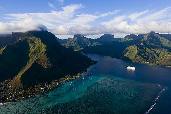 Aerial View of Opunohu Bay, Moorea, French Polynesia