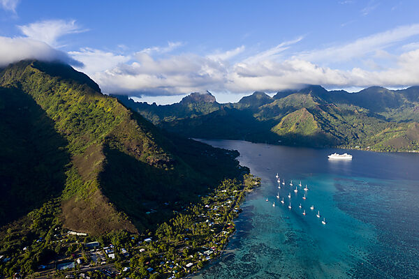 Aerial View of Opunohu Bay, Moorea, French Polynesia