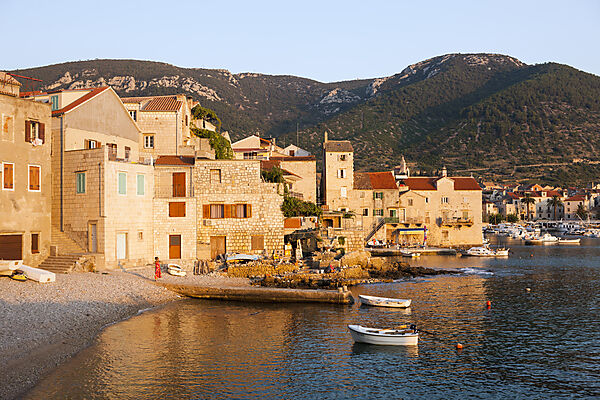 Houses of Komiza, Vis Island, Mediterranean Sea, Croatia