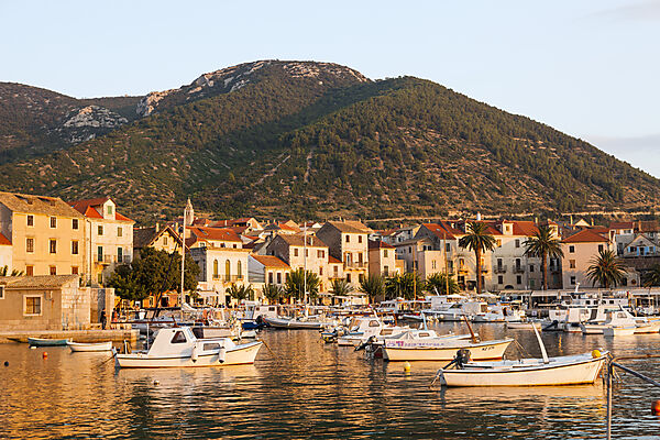 Houses of Komiza, Vis Island, Mediterranean Sea, Croatia