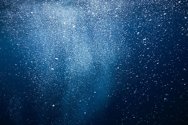 Rising air bubbles, Vis Island, Mediterranean Sea, Croatia