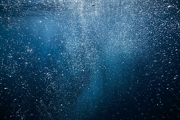 Rising air bubbles, Vis Island, Mediterranean Sea, Croatia