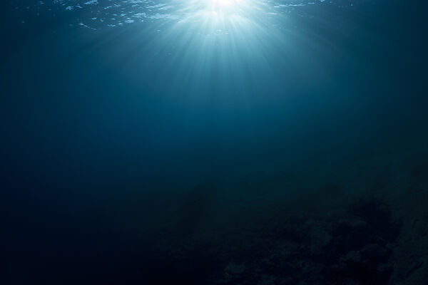 Sun Rays in Blue Ocean, Vis Island, Mediterranean Sea, Croatia