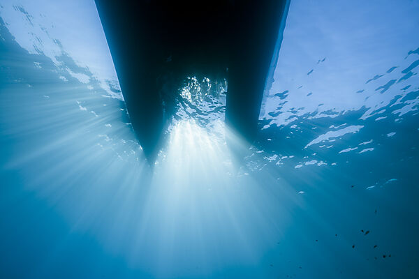 Sun Rays in Blue Ocean, Vis Island, Mediterranean Sea, Croatia